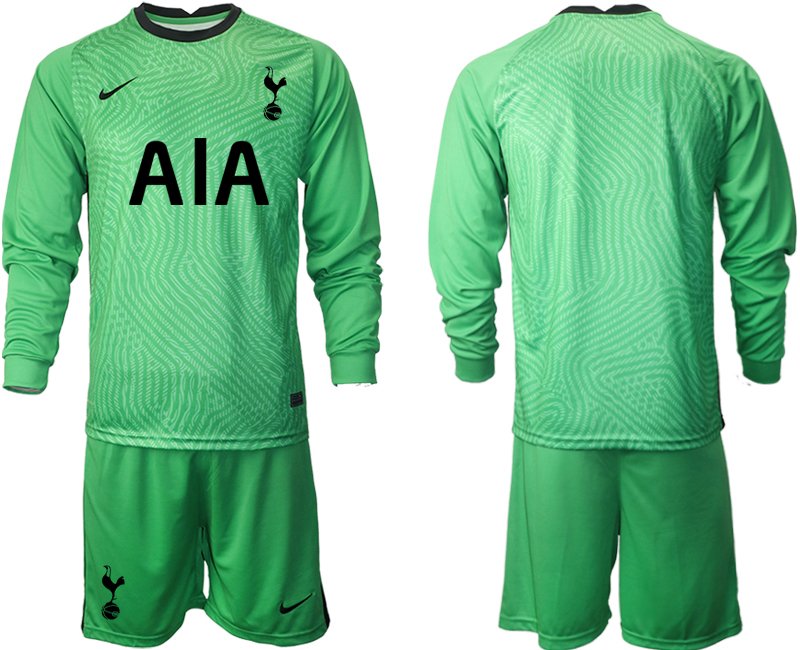 Cheap 2021 Men Tottenham Hotspur green goalkeeper long sleeve soccer jerseys